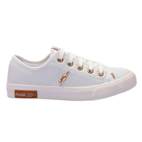 Tênis Casual Feminino Coca-Cola Miami Eco Cc2464 Branco Cobre
